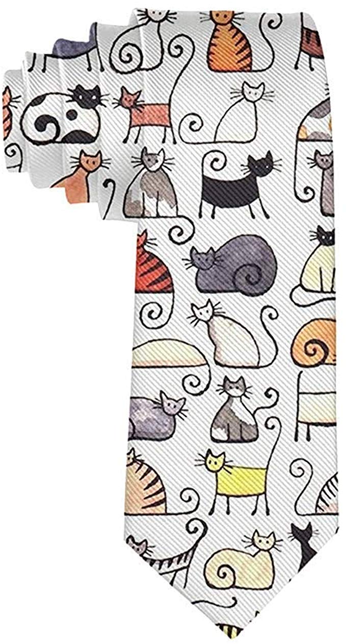 Corbata Fashion para hombres con diseño divertidos de gatos