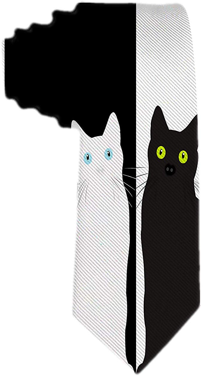 Corbata elegante con diseño de gatos blanco y negro
