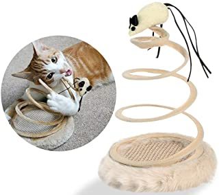 Juguete de felpa con placa de resorte en espiral para gatos